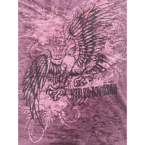 Harley Davidson Purple Burnout Eagle T-Shirt Size L Motor City Farmington Hills - Image 2