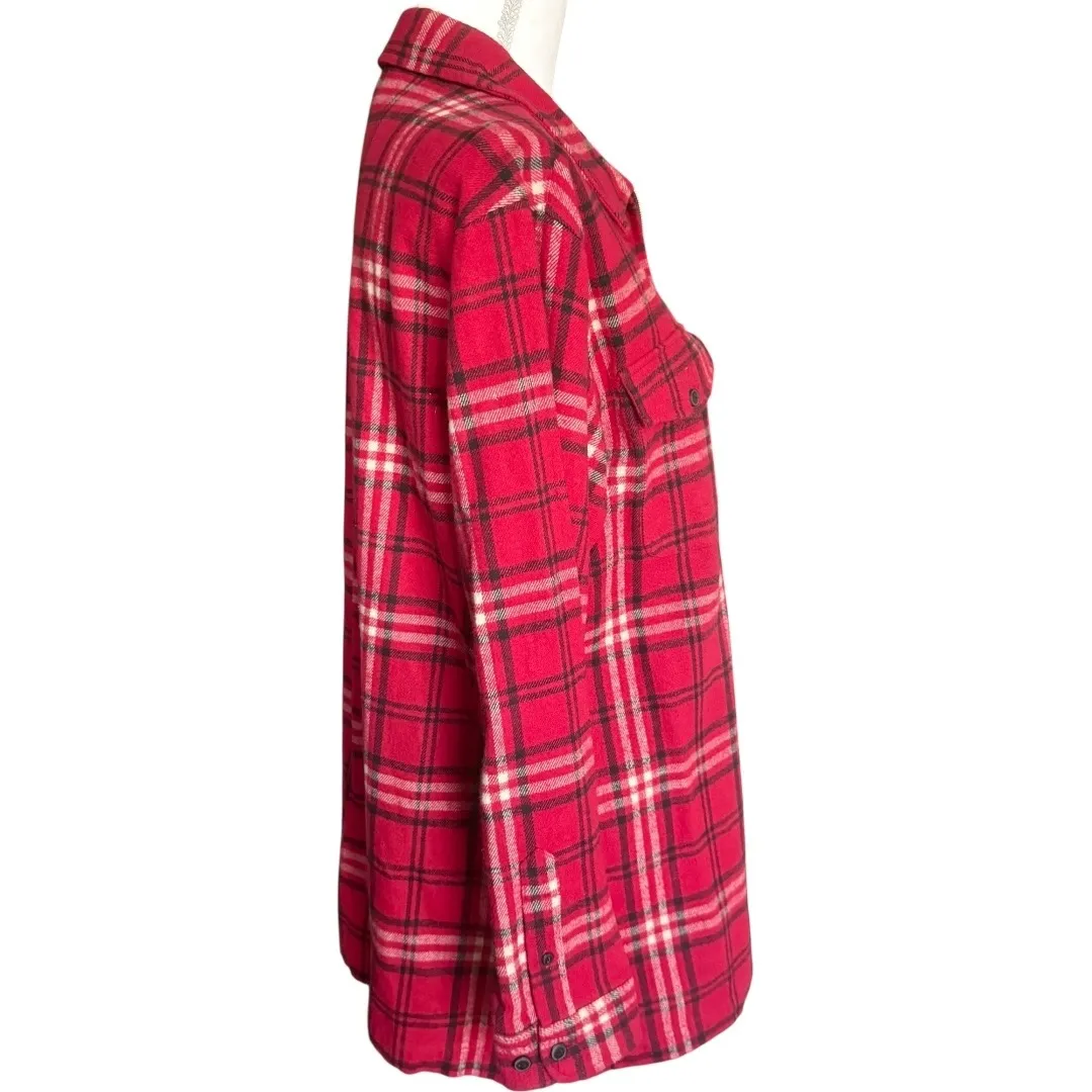 MOUNTAIN‎ LAKE Red Plaid Flannel Full Zip Shacket Size M - Image 4