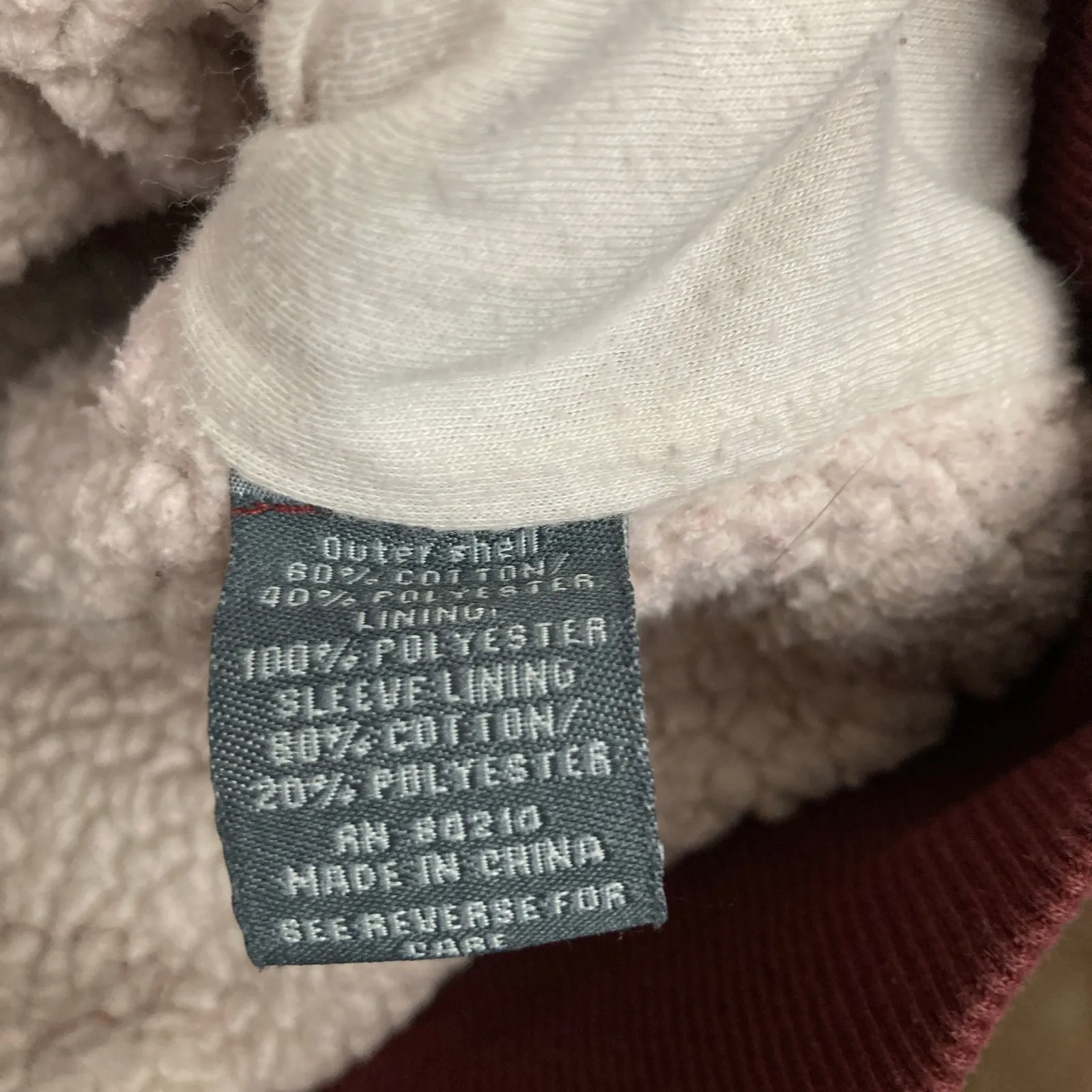 Y2K Cocoa Womens S Burgundy Fleece Lined Spellout Zip Front Hoodie Mallcore Red - Image 16