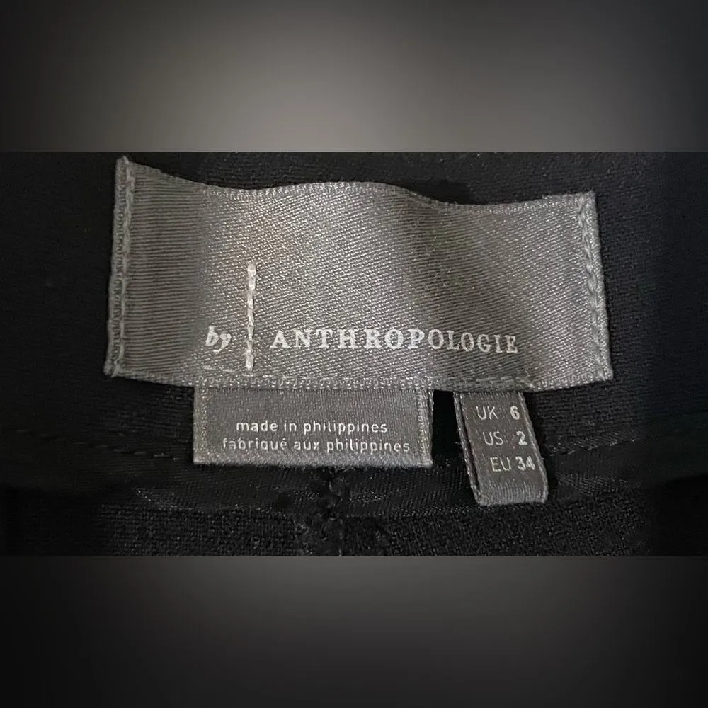 Anthropologie Black‎ Side Slit Straight Trousers Pants Size 2 - Image 6