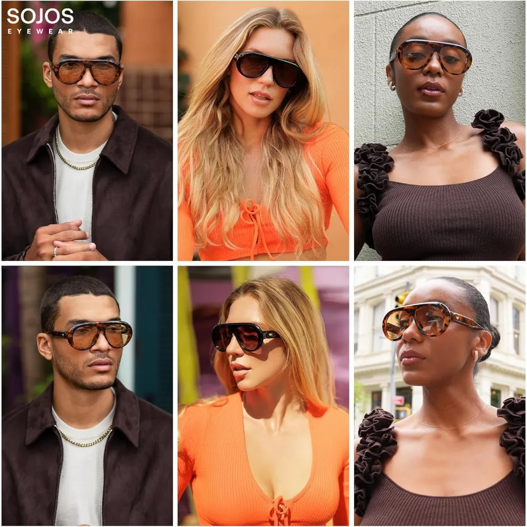 Women's Tortoise/Retro Brown Men Retro Vintage 70s Style UV Protection - Image 3