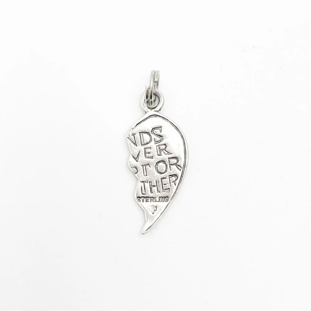 VINTAGE Charm Sterling Silver 925 Best Friends Broken One Piece for Bracelet 3D - Image 3