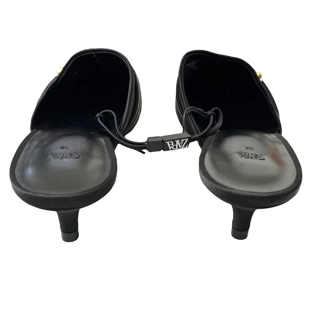 NEW Zara Women’s Satin Mules size 37 Black - Image 8