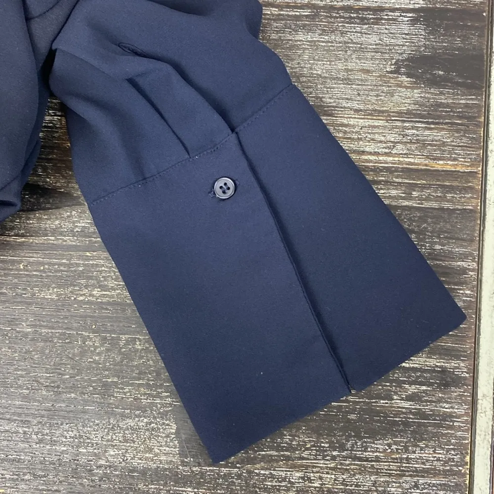 Joan Vass Blue Long Sleeve Tunic Blouse Top XL - Image 3