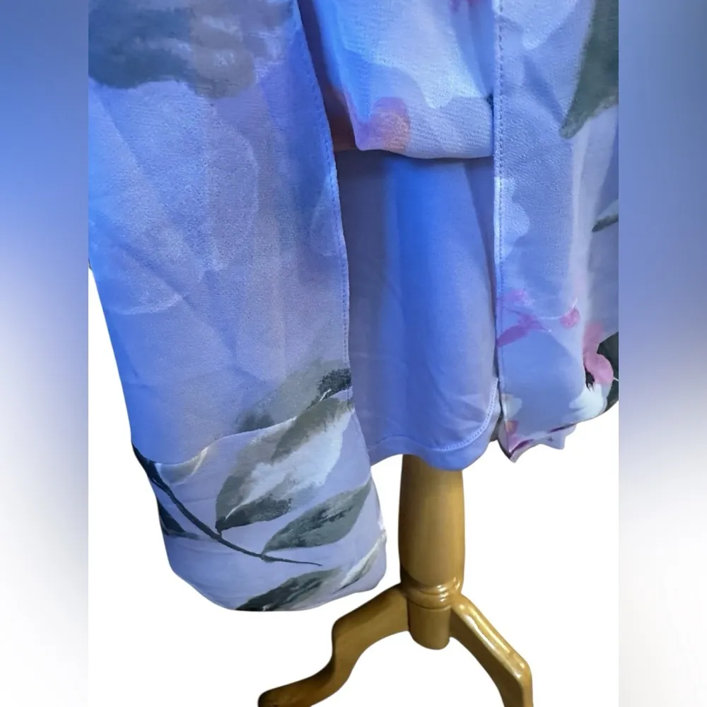 White House Black Market Women's Halter Dress Size 6 Floral Chiffon Hi Lo - Image 5