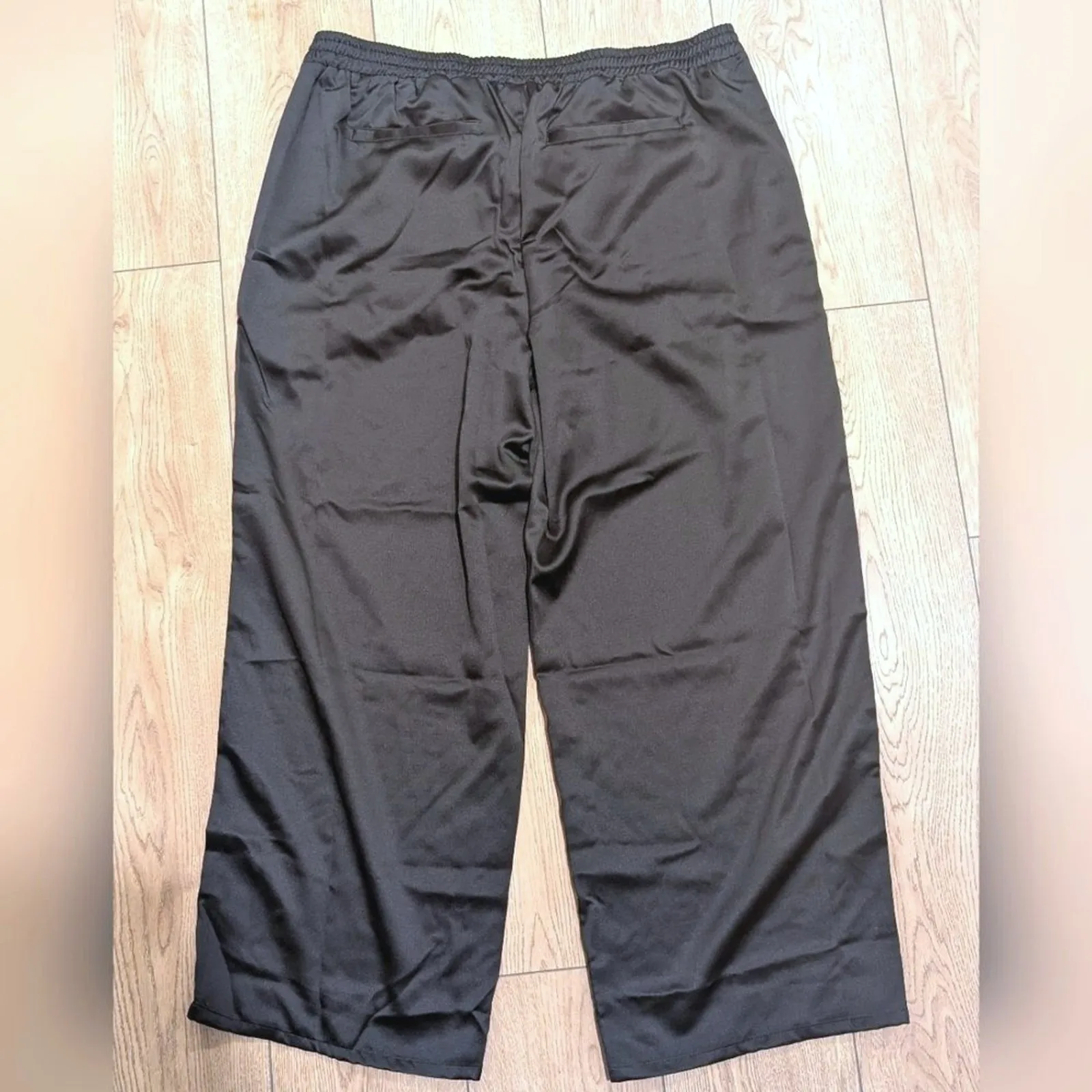 Time And Tru Black Satin Wide Leg Womens PLUS XXL 20 2X Pull On Dress Pants - Image 6