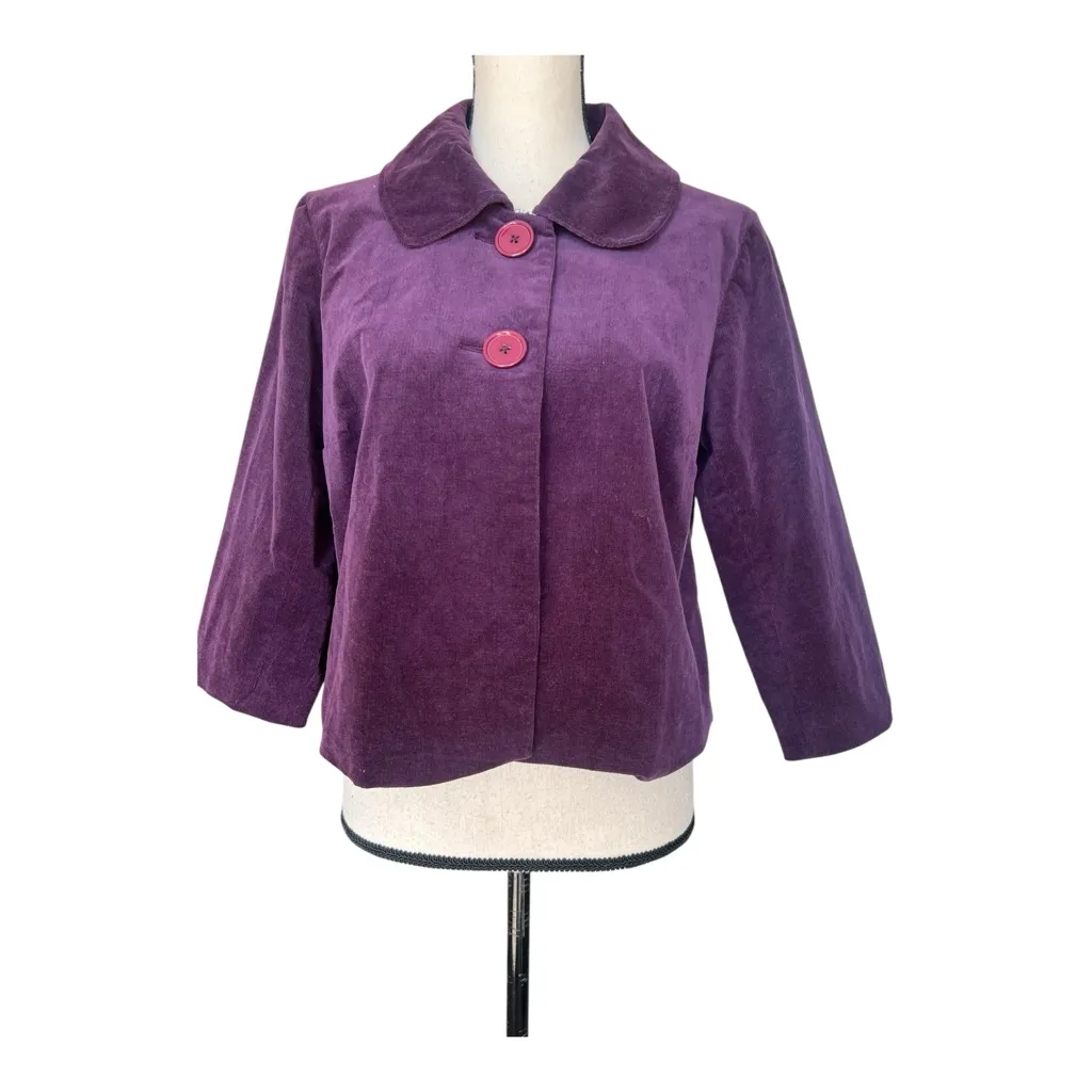 C Concept Chic Purple Corduroy Women's Blazer Size 8 - Image 8