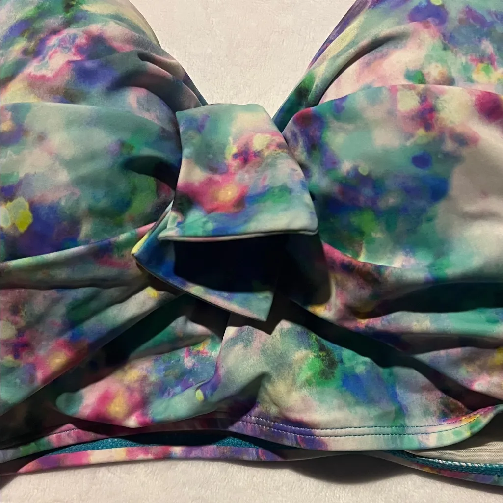 Torrid watercolor Swim skirt and strapless top - Image 4