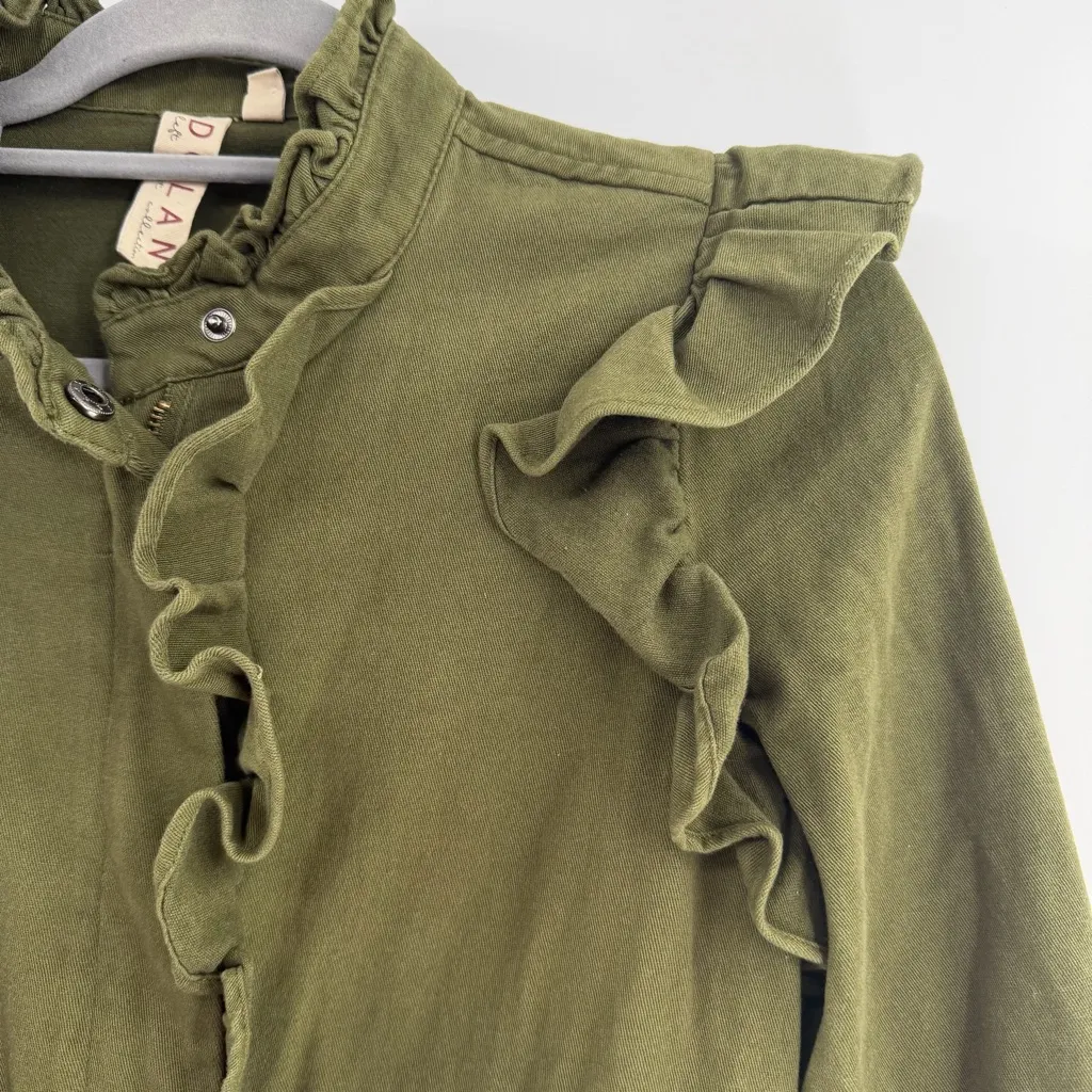 Anthropologie DOLAN ruffled utility jacket Army green size XS - Image 2