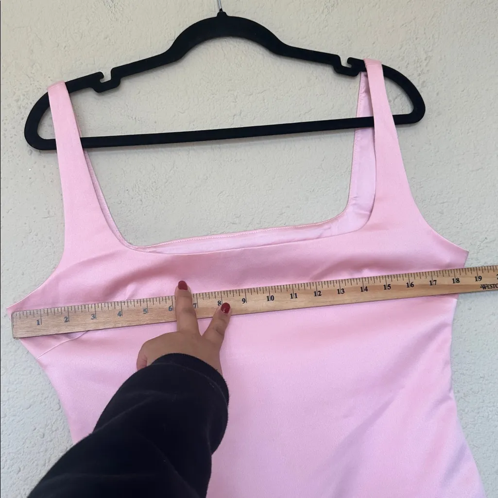 House of CB Cosette Rose Shadow Pink Satin sieve sleeveless mini Dress NWOT sz L - Image 10