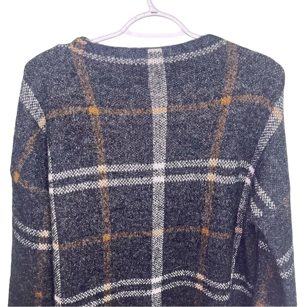 Vero Moda Black Plaid Brynlee Long Sleeve Funnelneck Blouse Sweater Medium Wool - Image 10