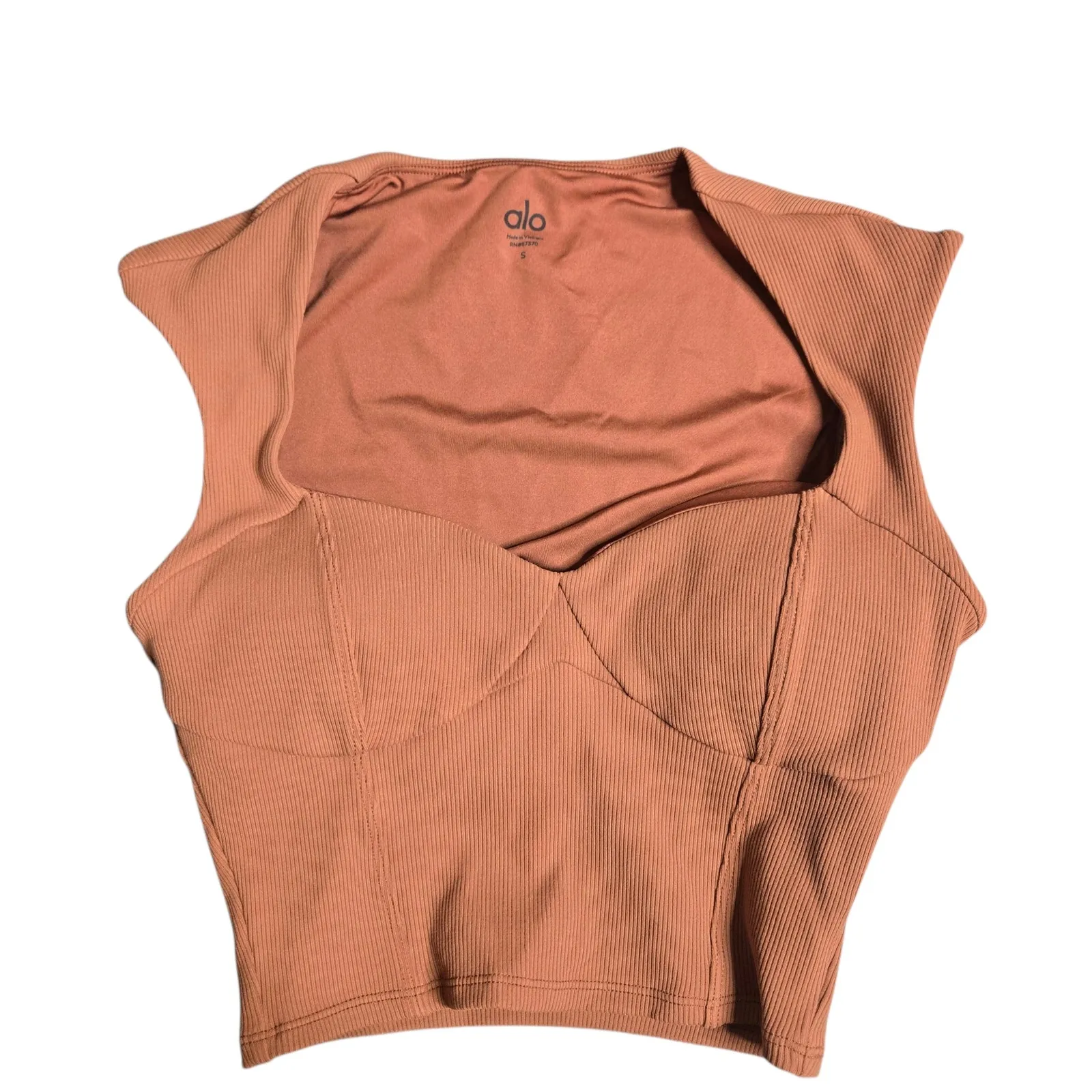 Alo Yoga Ribbed Sweetheart Women's Top in Rust Size: S - Image 2