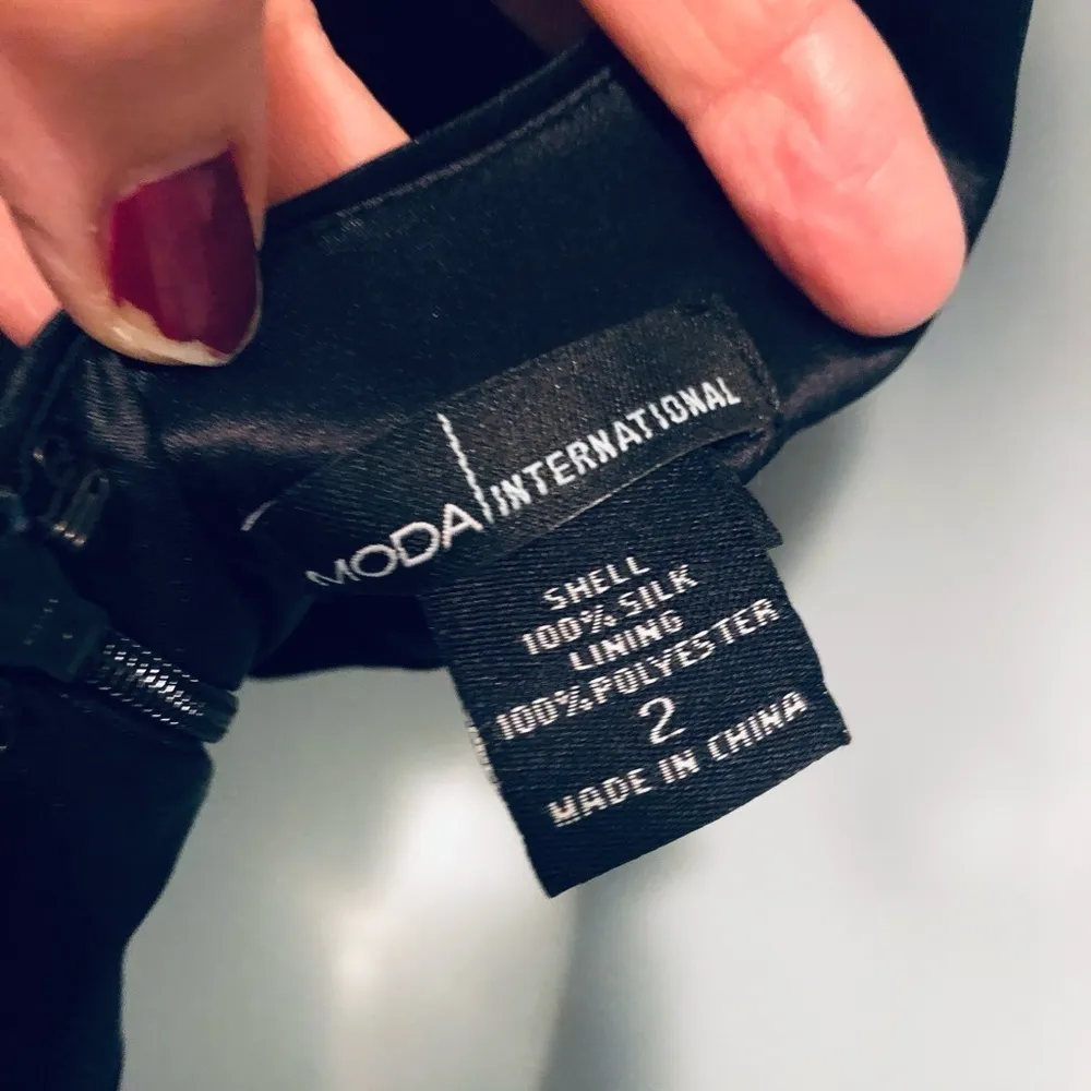 VTG International 100% SILK Little Black One Shoulder Mini Dress 2 Sparkle - Image 6