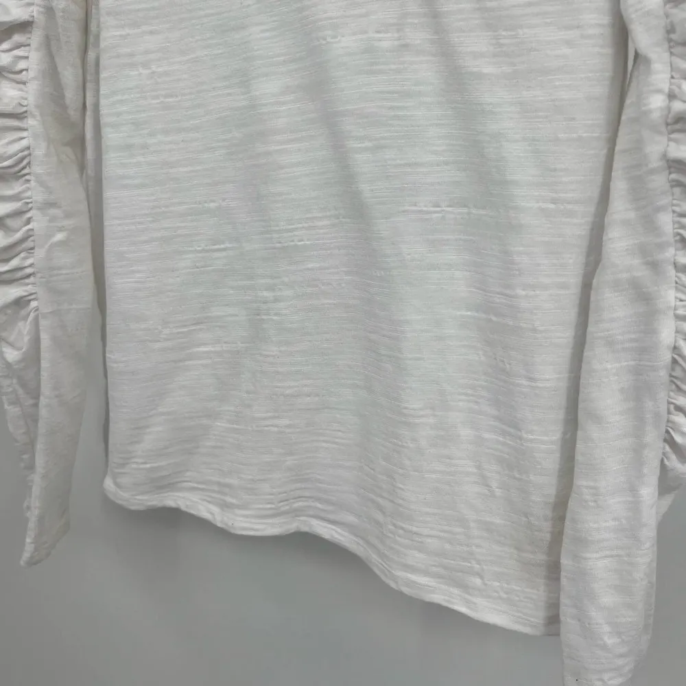 Free People Natasha Tee Womens white Top Puff Ruched Sleeve long sleeve medium - Image 13