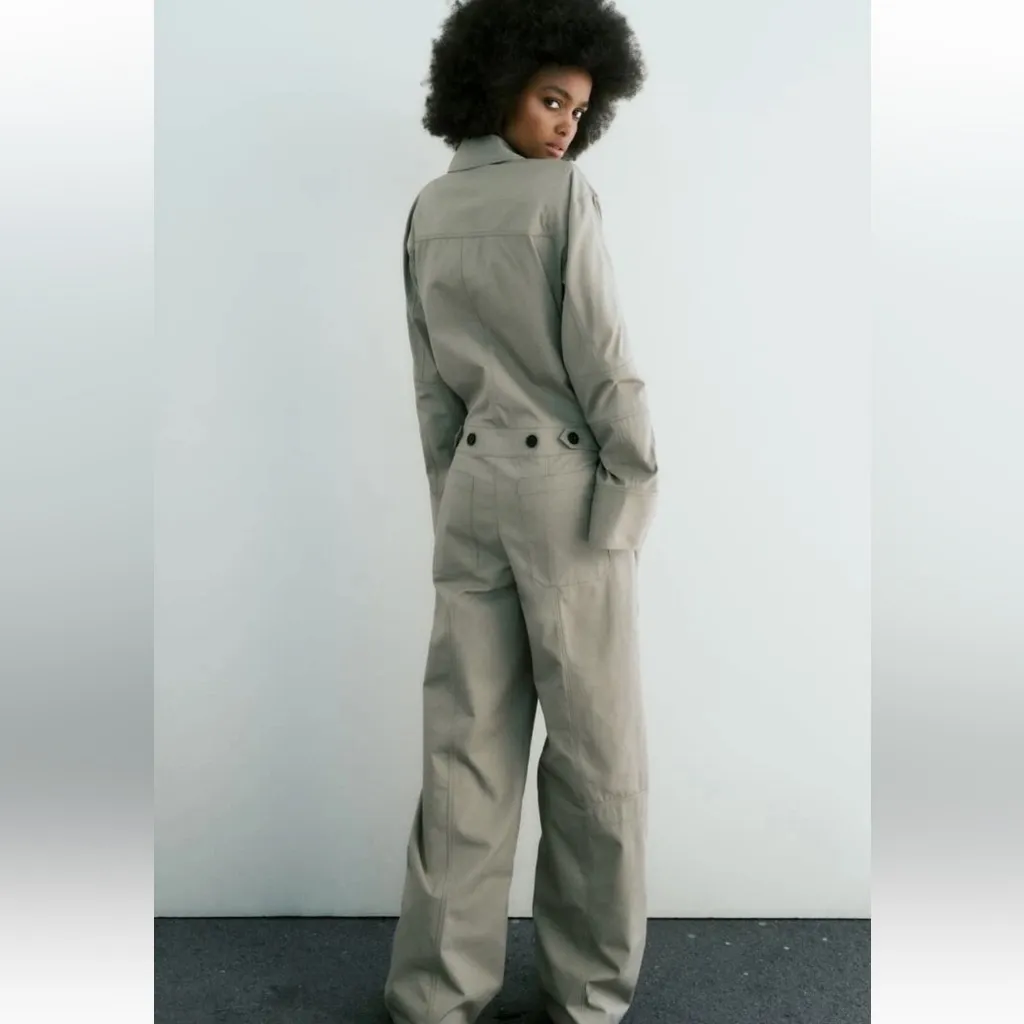 Zara Full Length Gabardine Jumpsuit - Image 7