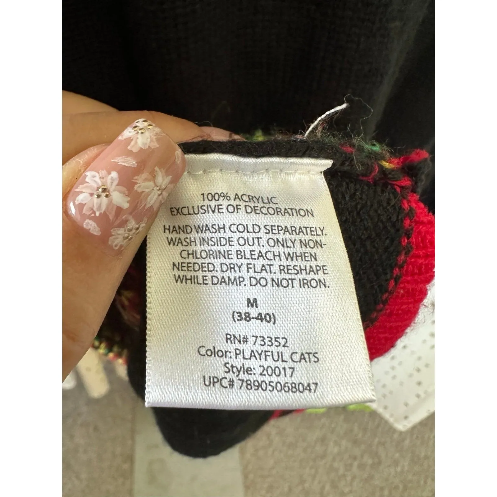 Vintage Jolly Sweaters Crazy Cat Lady Embroidered Pull Over Christmas Sweater M Size M - Image 4