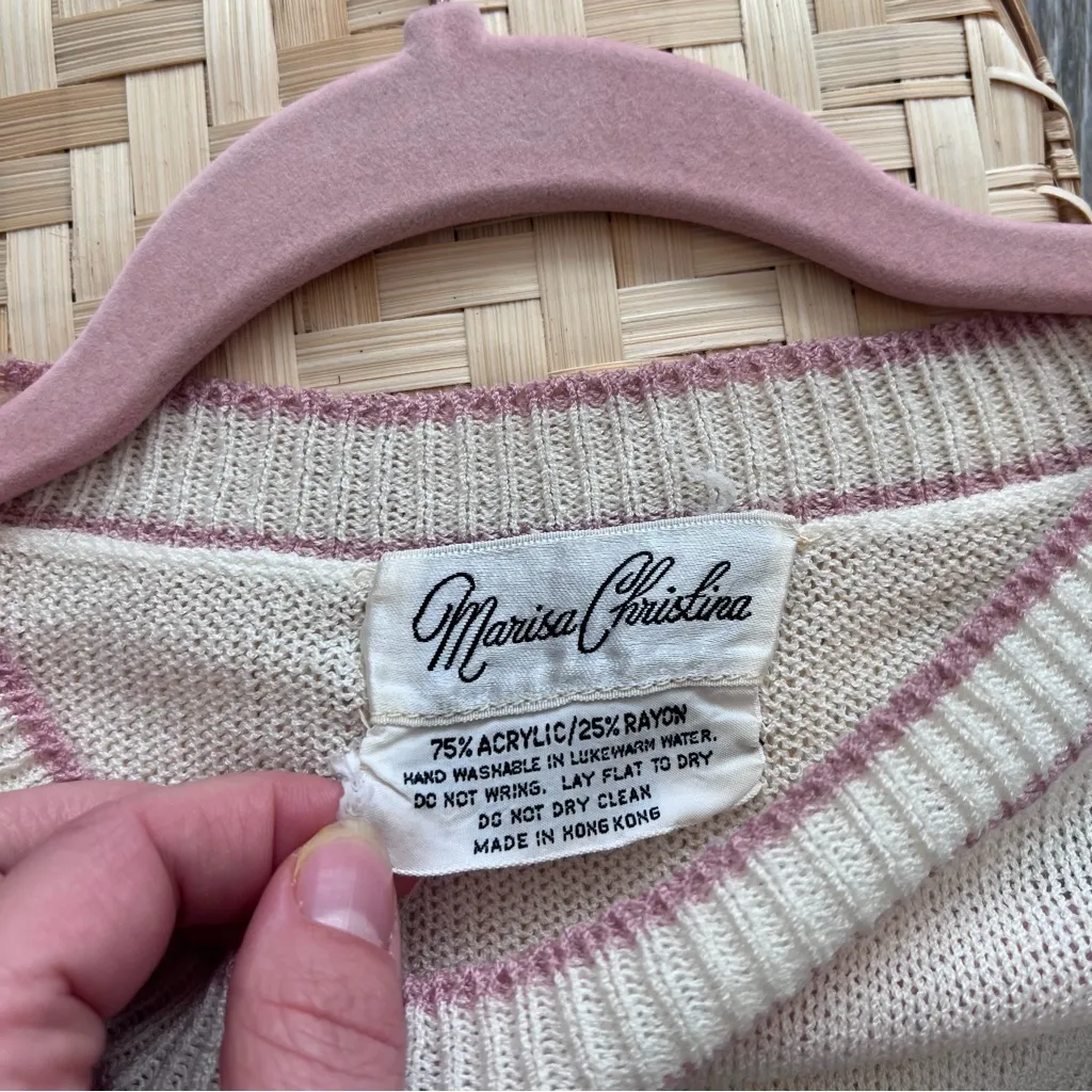 Vintage grannycore‎ cottagecore 3d floral print sweater dainty feminine Pink - Image 2