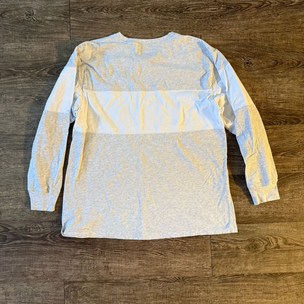 Victoria Secret Pink Shirt Women Size M Gray White Logo Long Sleeve Crew Neck - Image 6