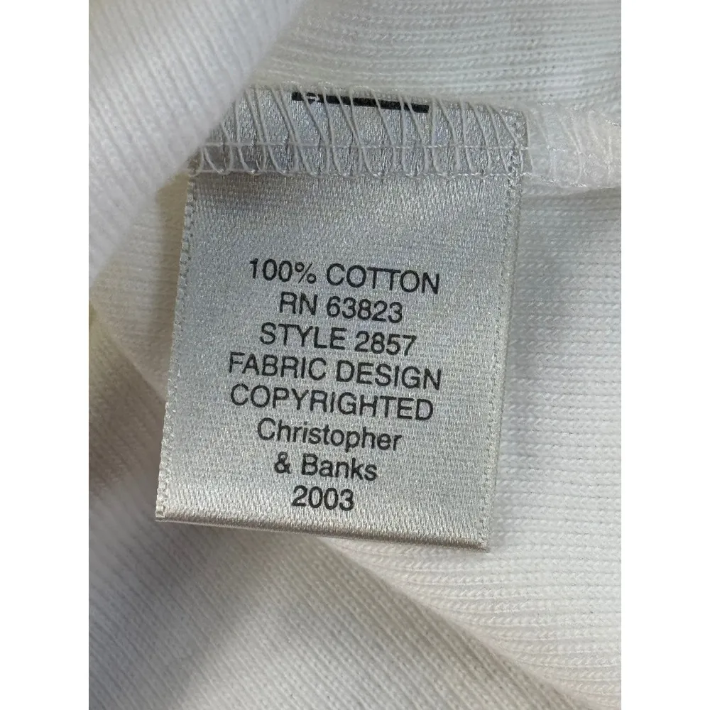 Christopher & Banks White Sleeveless Top Birdhouse Embroidery Tank - Image 5