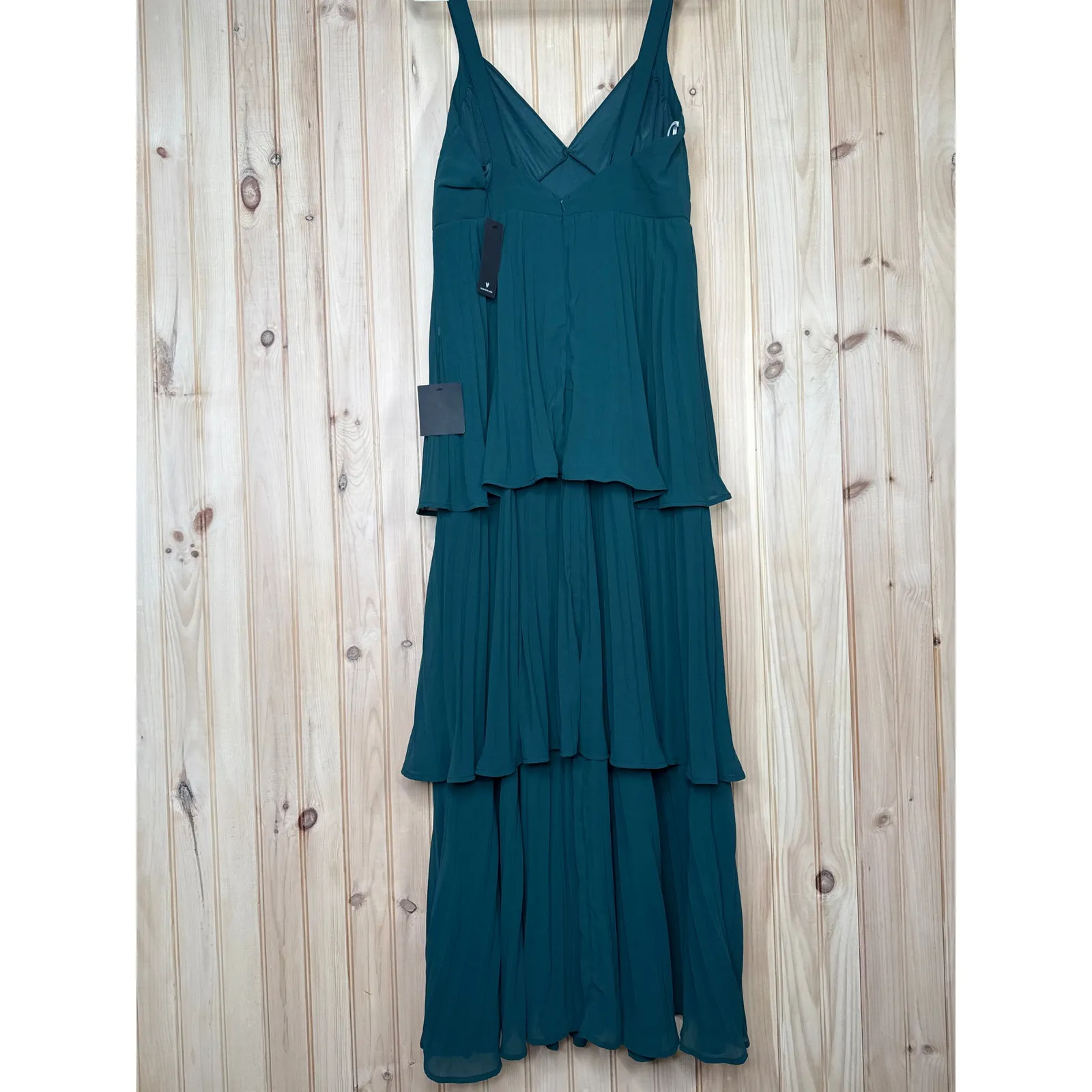 NWT Lulus Luxe Perfection Emerald Green Pleated Tiered Backless Maxi Dress Sz XL - Image 5