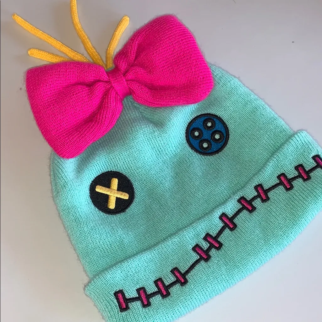 Disney Lilo & Stitch Scrump Rag Doll Cozy Beanie Hat Toboggan Bow Teal - Image 2