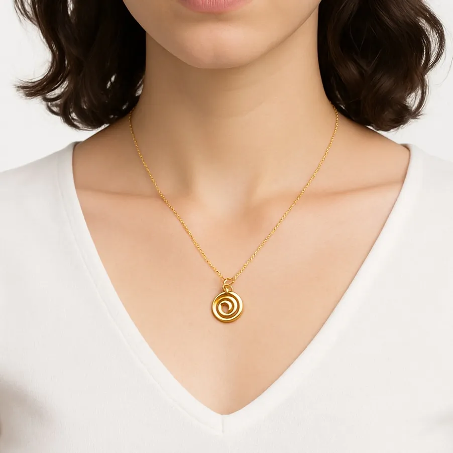 Tiny Gold Spiral Pendant Necklace – 18K Gold Plated Stainless Steel - Image 2