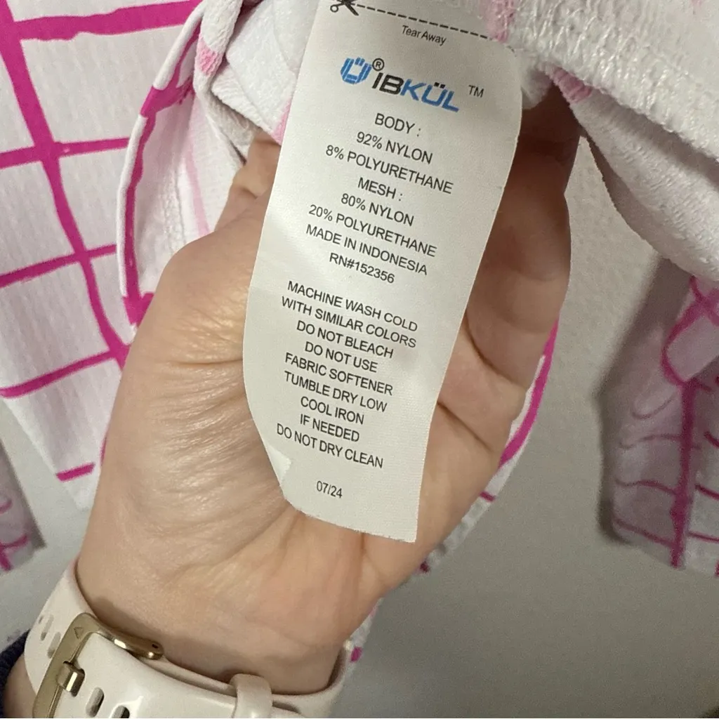 IBKUL Women’s Long Sleeve Cordova Print Mock Neck White/Pink Size S White - Image 8