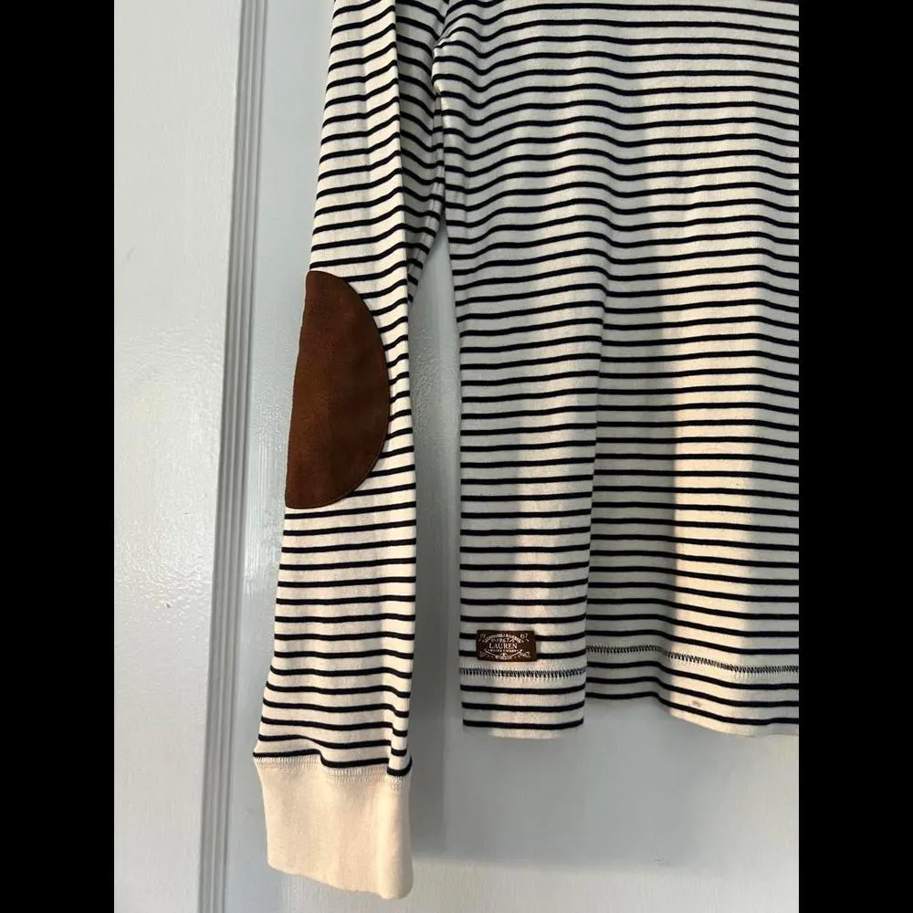 Ralph Lauren Navy and Cream Striped Shirt - Image 2