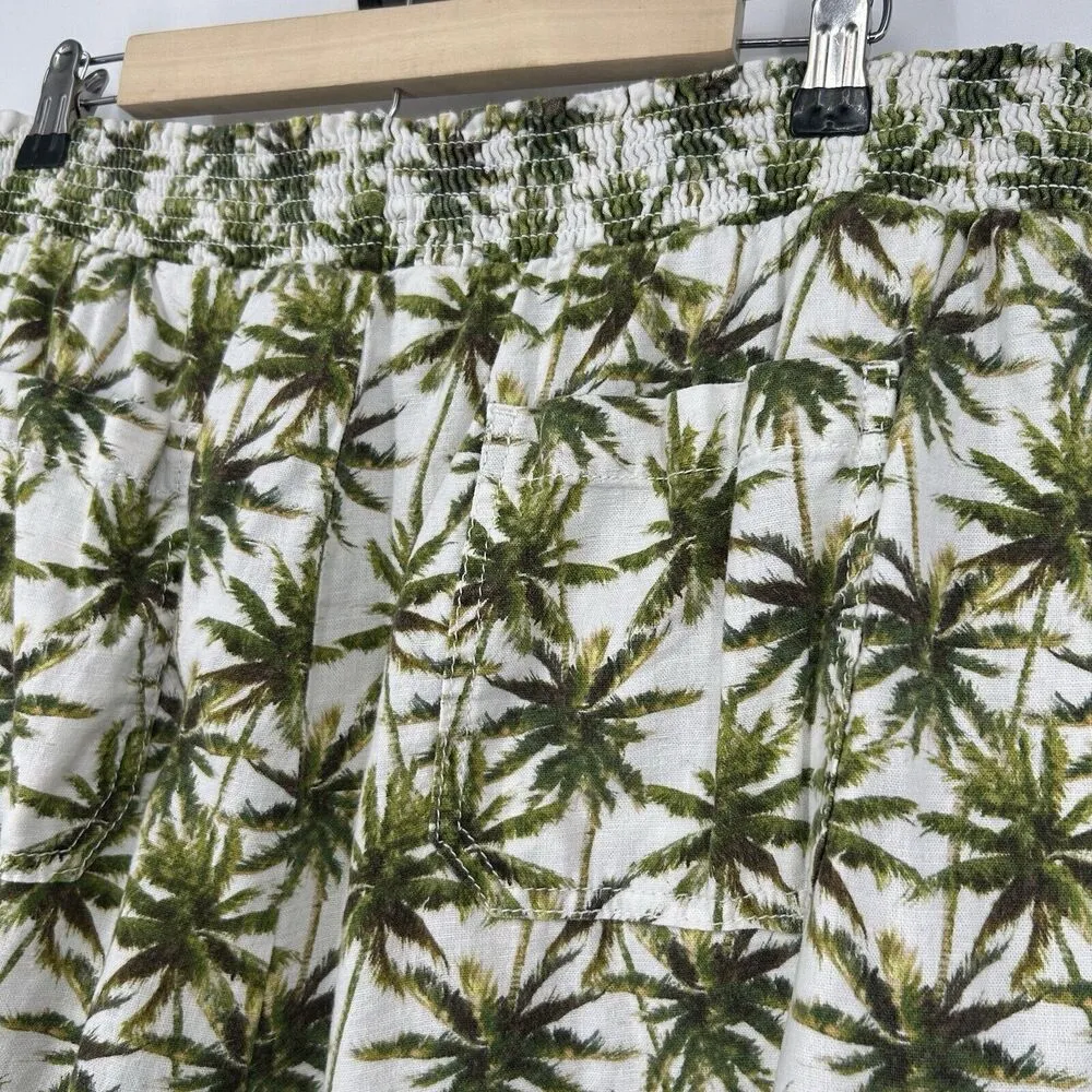 Briggs Linen Blend Pull On Shirts Palm Tree Print Cream Pockets Drawstring XXL - Image 7