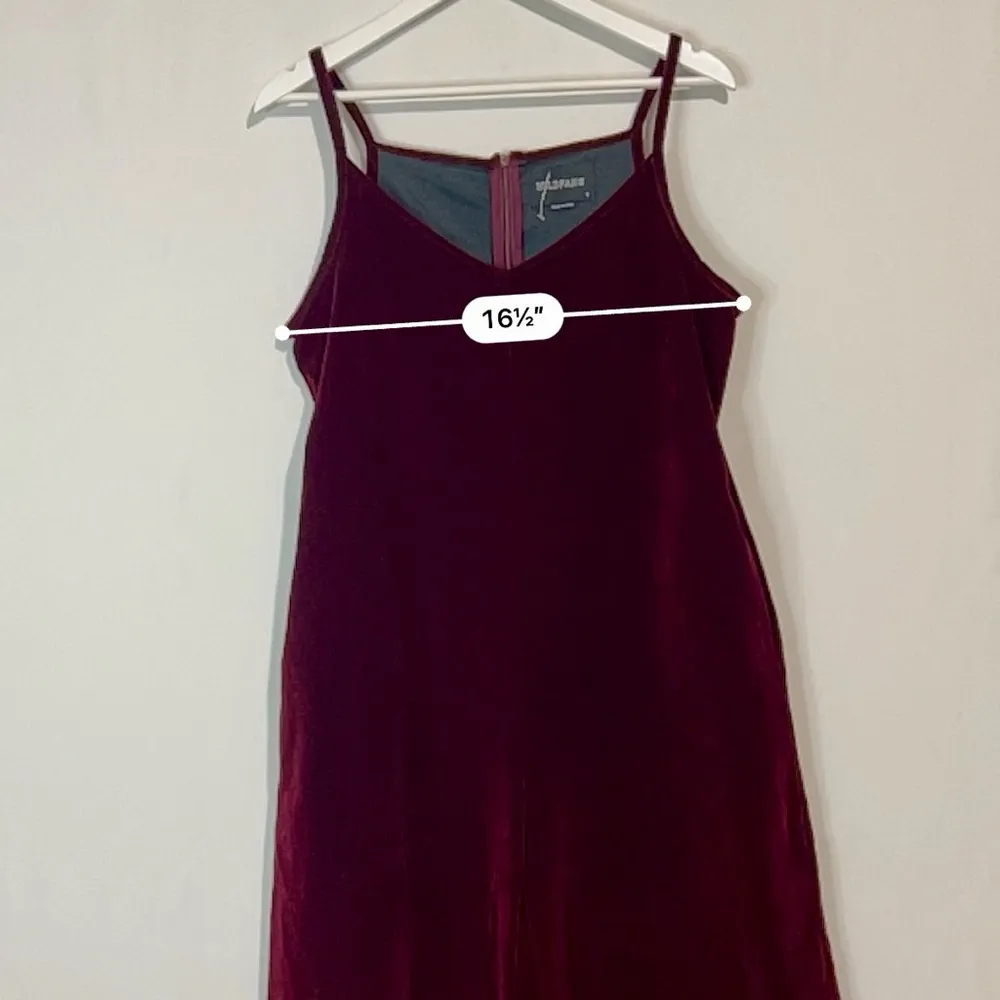 Wildfang Women’s Sleeveless Velvet Jumpsuit Burgundy Size Small FLAW Red - Image 6