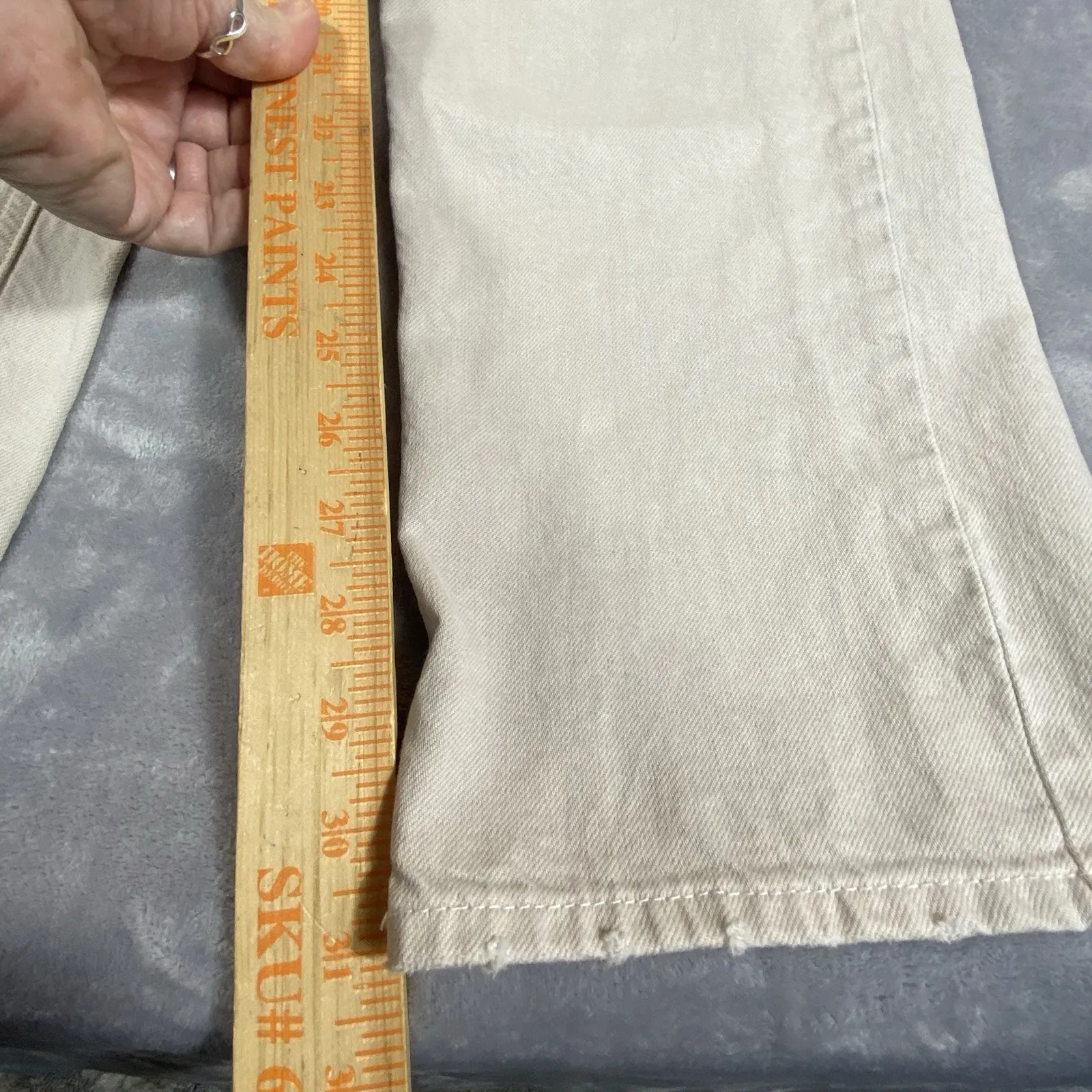 PacSun Jeans 90's Boyfriend Women's‎ Sz 24 Beige Cotton Ripped Knees Distressed - Image 10