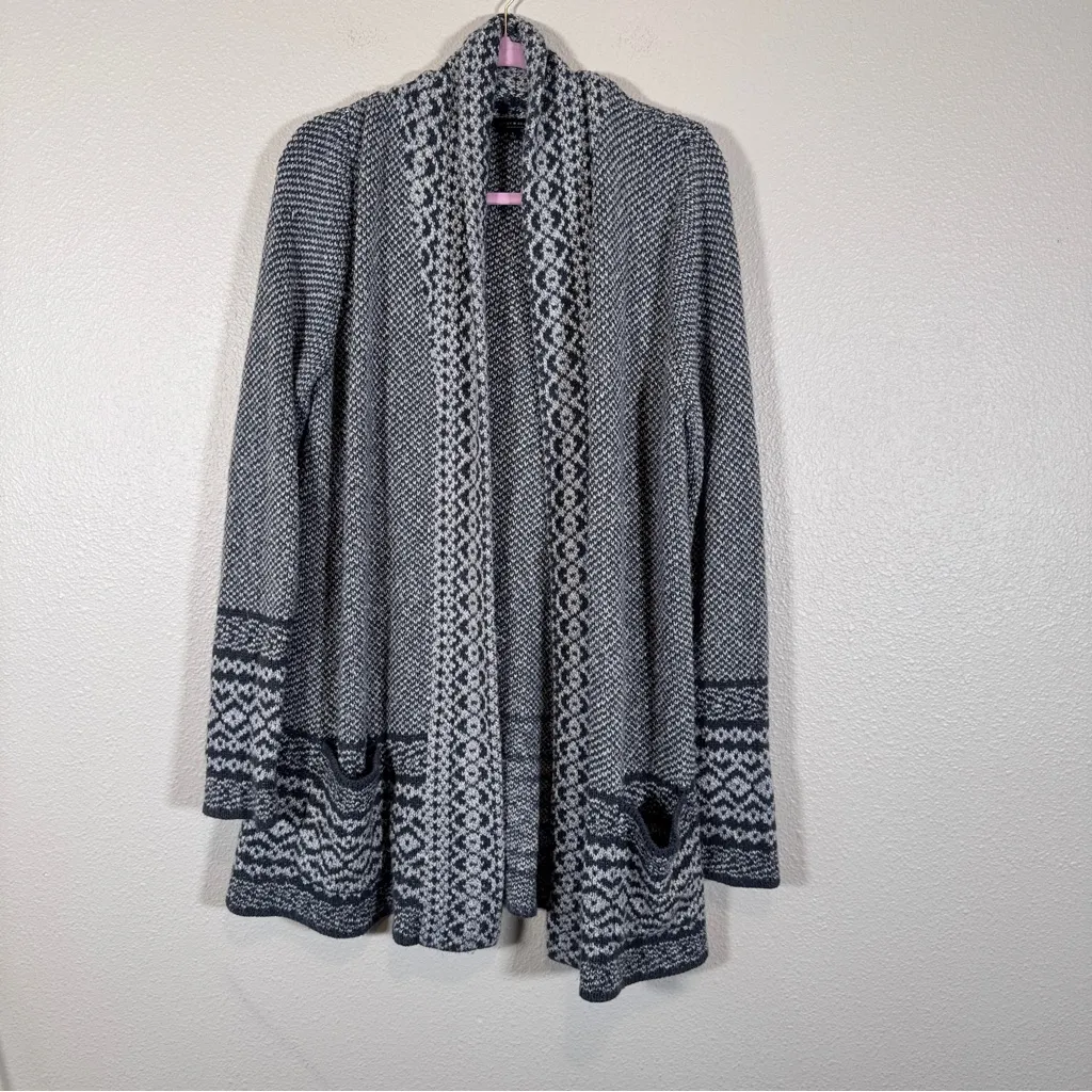 Lucky Brand Grey Open Front Longline Cardigan Sweater Womens L Fall Cozy Chunky - Image 11