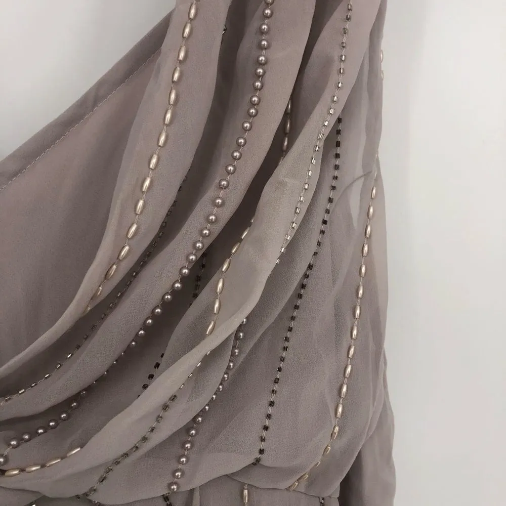 ASOS Maternity Beaded Drape Bodice Midaxi Dress size 16 NWT Embellished Sheer - Image 7