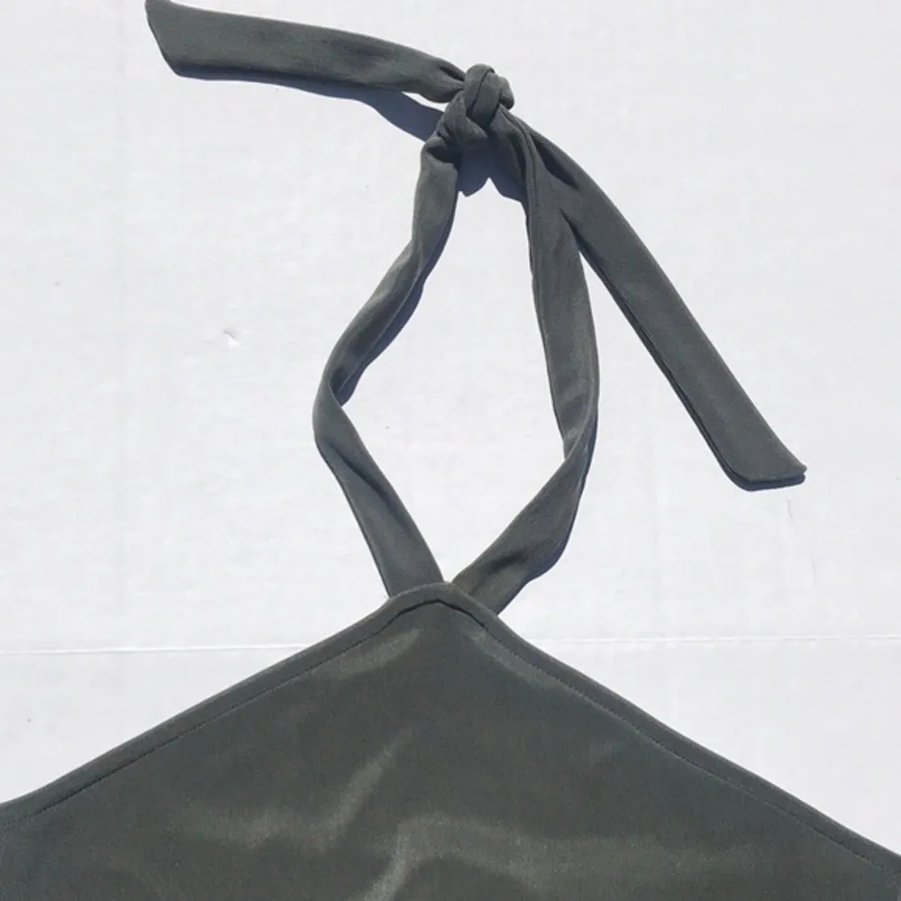 MLeith Olive Green Halter Tie Dress - Image 5
