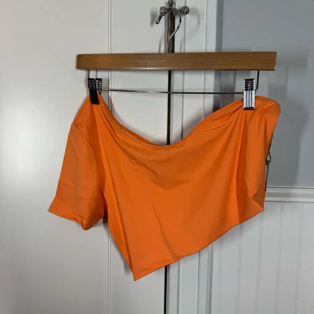 NWT FREE PEOPLE X TOAST Signature One Shoulder Crop Top in Nectarine size xl - Image 2