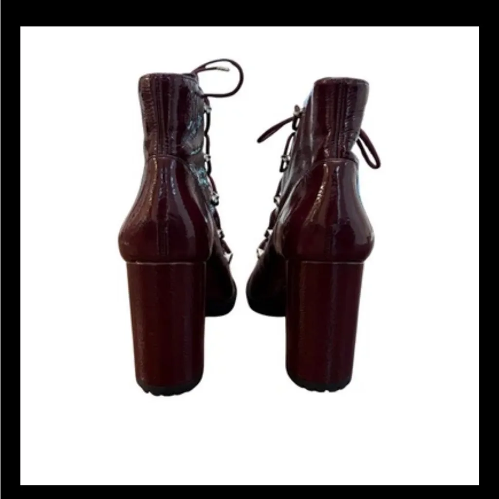 Gianni Bini Burgundy Patent Leather Platform Lace-Up Ankle Boots Size 7M NWOT - Image 11