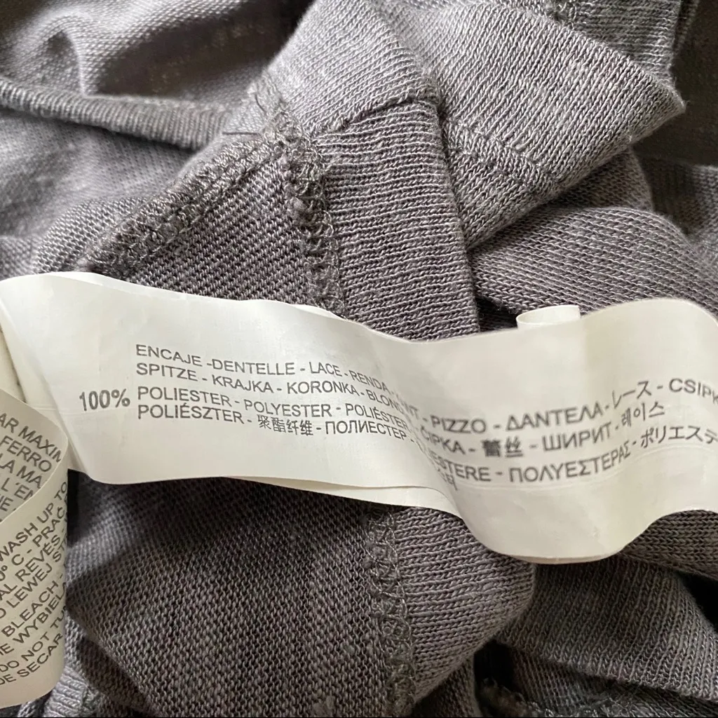 Zara Cutout Split Sleeve Blouse Short Sleeve Top Gray Size Small - Image 7