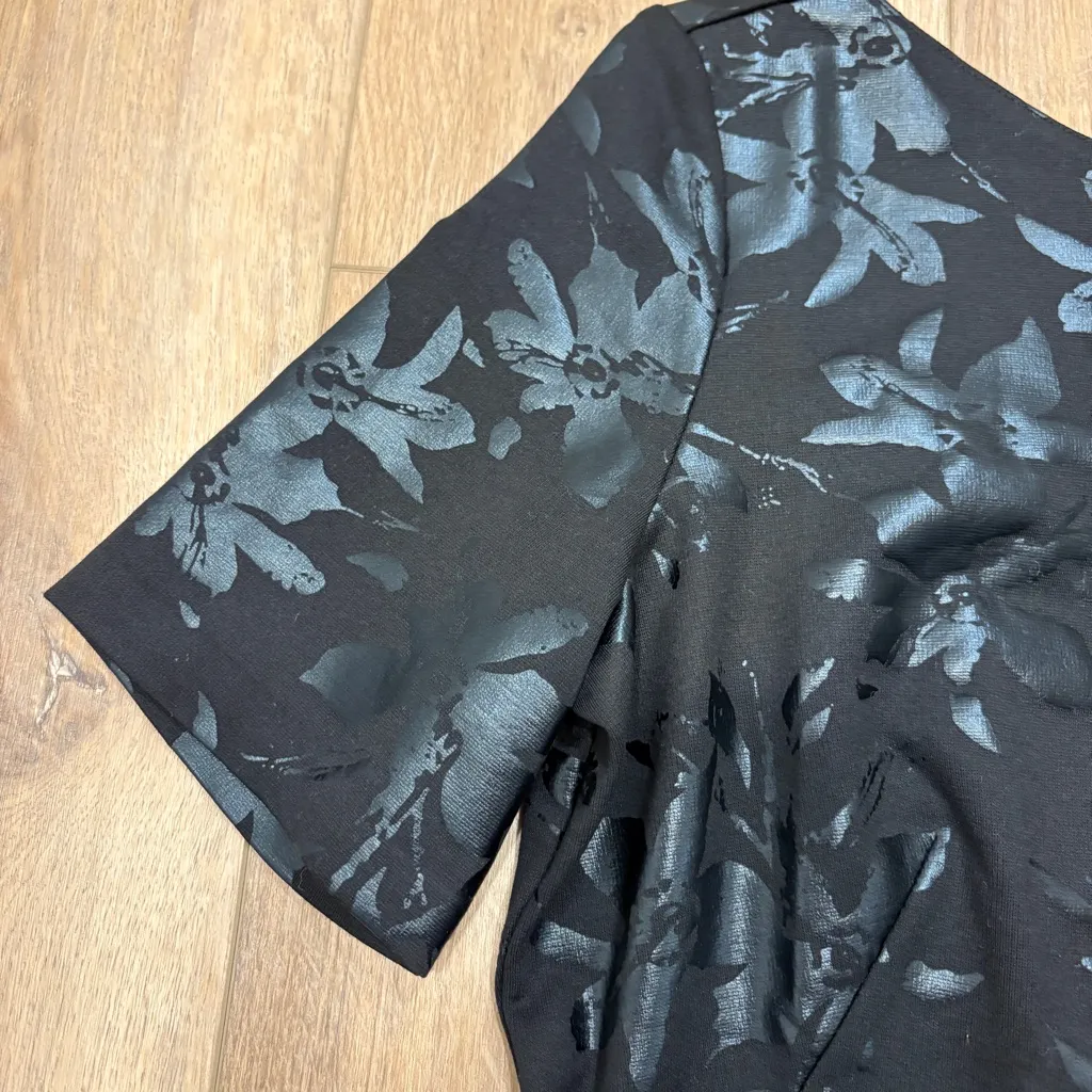 NWT 🌟NIC + ZOE🌟 FLORAL SHORT SLEEVE KNEE LENGTH SHIFT PONTE KNIT DRESS P L - Image 4