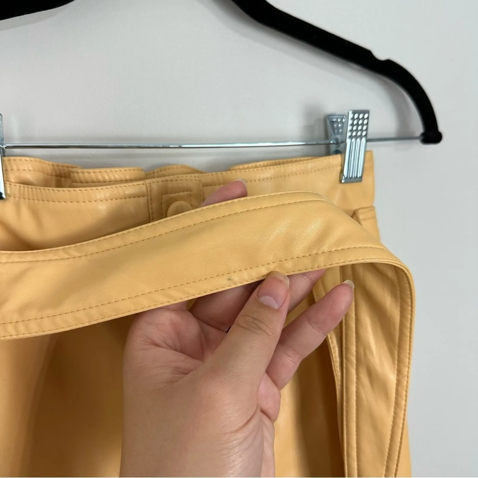 Urban Outfitters Faux Leather Belted Mini Pencil Skirt Peach XS - Image 12