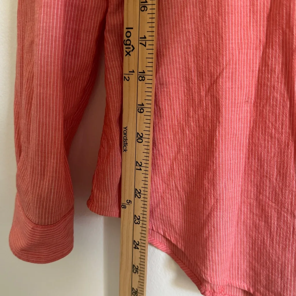 Burberry Women’s Striped Button Down Shirt Size Small Orange Top - Image 9