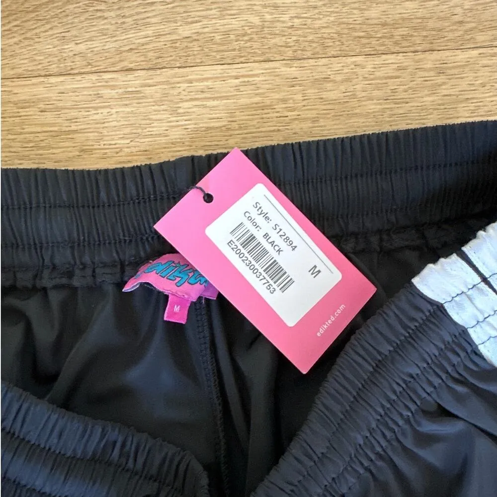 Edikted -  Side Stripe Track Pants in Black & White - Image 2