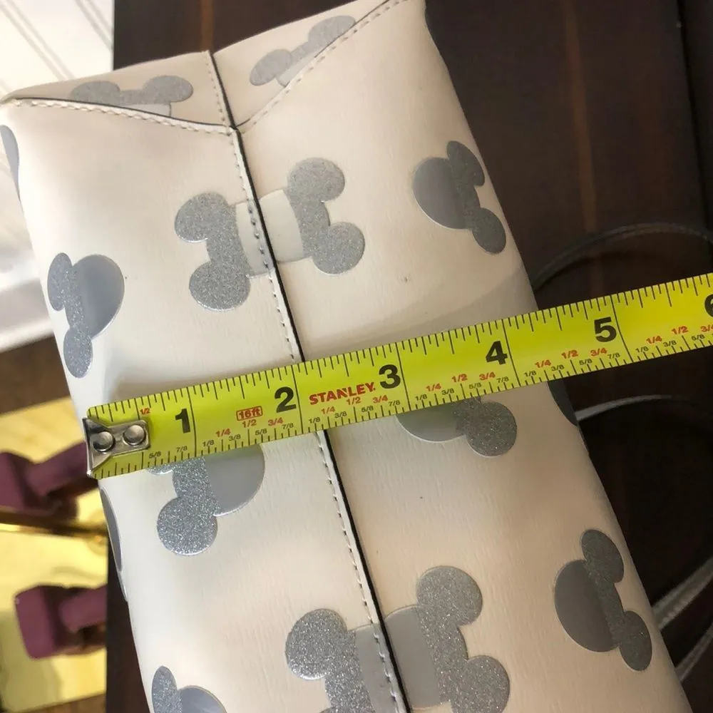 KATE SPADE X Disney Silver Mickey Mouse Embossed Shoulder Bag Tote - Image 11