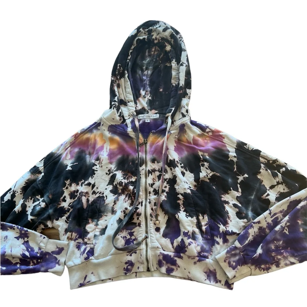 Young,‎ Fabulous and Broke women’s size s tie-die zip up cropped hooded jacket - Image 2