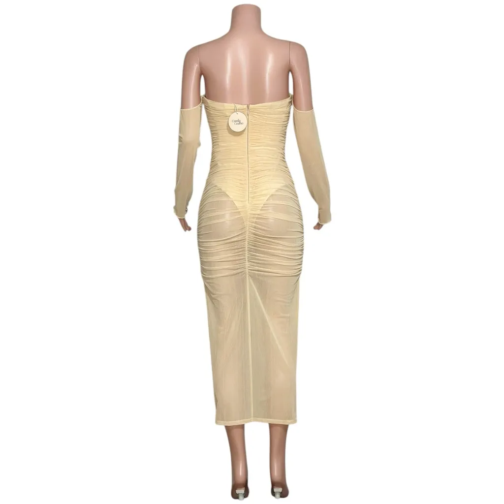 CAMILA COELHO Lillian Mesh Midi Dress, Pastel Peach, Medium - Image 7