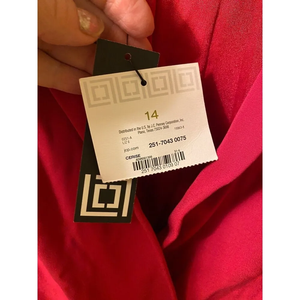 NWT: Liz Claiborne Bright Pink wrap style V neck Dress size 14 - Image 3