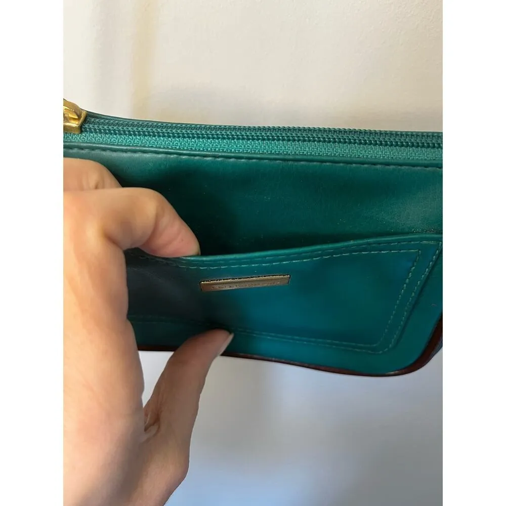 Rare Vintage 1980's Liz Claiborne Kelly Green w/Brown Trims & Strap Camera Bag - Image 4