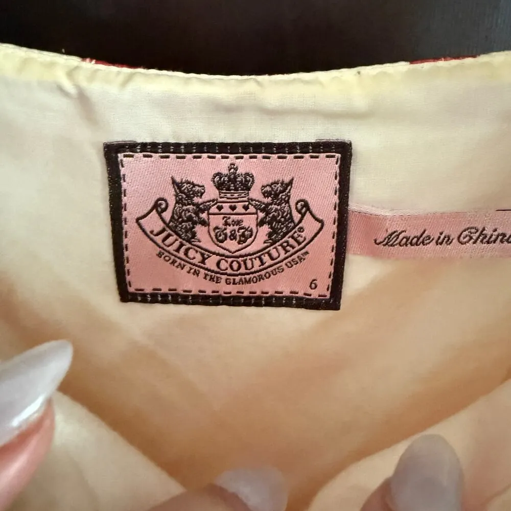 JUICY COUTURE | Y2K Vintage Hammered Silk Red Cherry Circle Babydoll Top Size 6 - Image 5