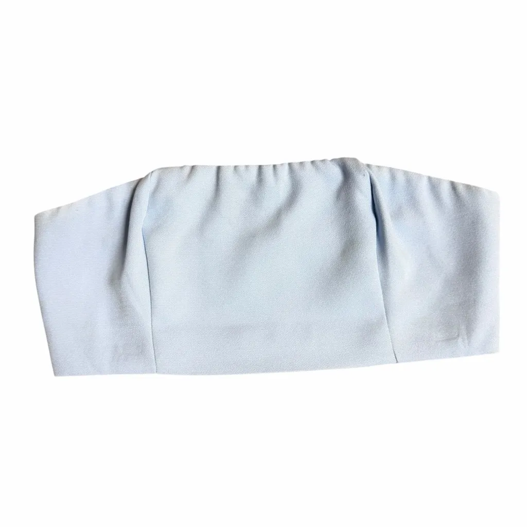 Showpo I'm The One 2 Piece Wide Leg Pant and Strapless Top Baby Blue Size 4 - Image 9