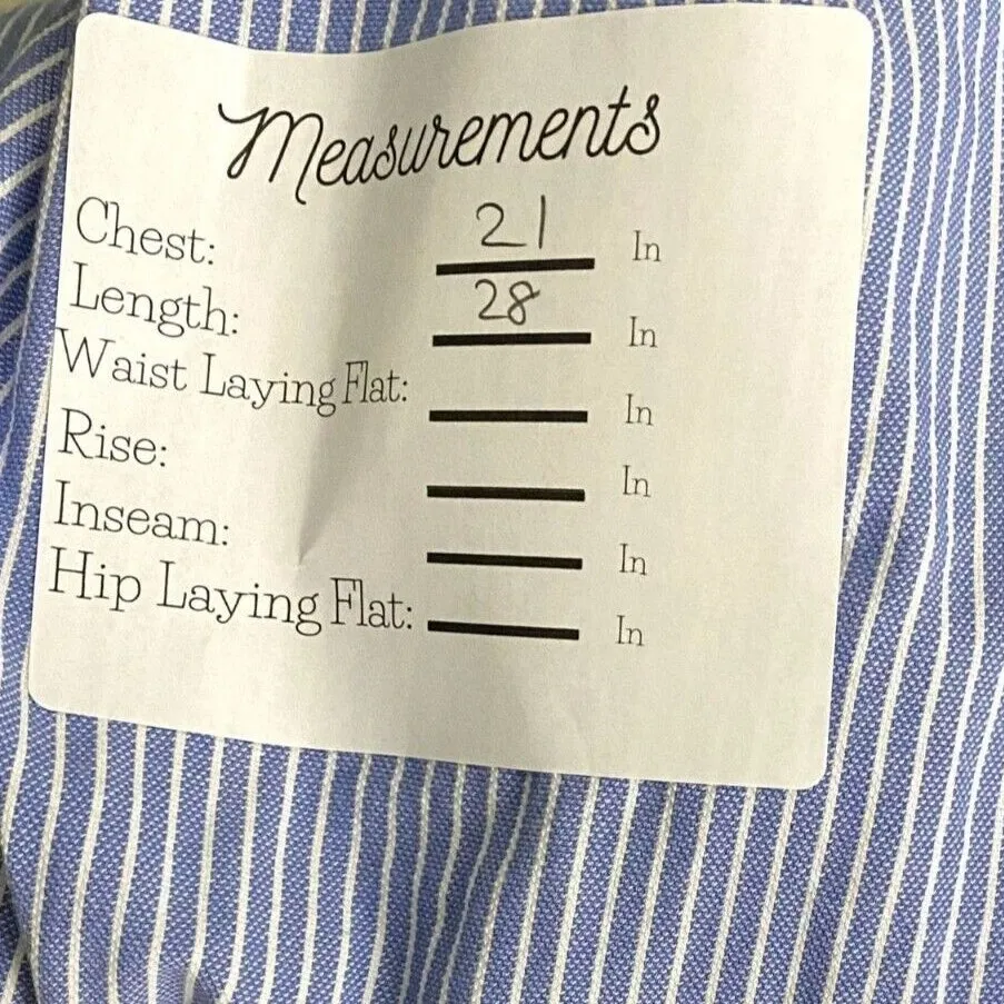 ZARA Cotton Chambray Collar Long Ruffle Sleeve Stripe Button Blouse S Blue White - Image 9