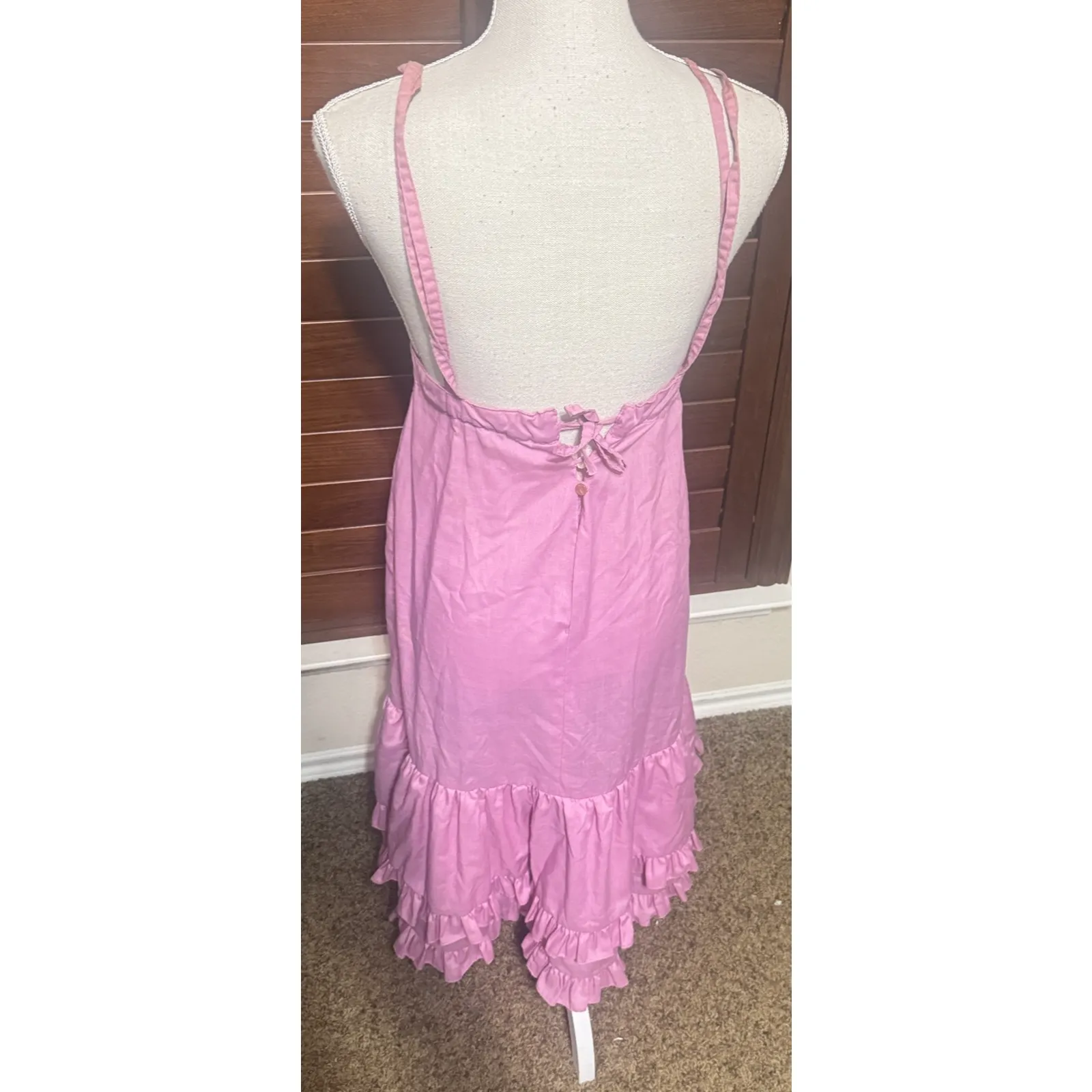 Vtg 70s Young Edwardian Dress By Arpeja Pink Tiered Prairie Cottage Hippie sz S - Image 6